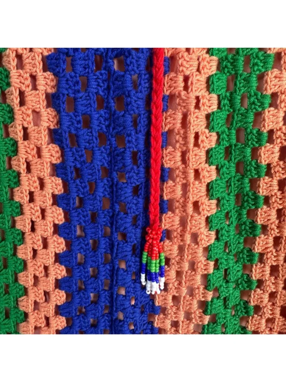 Farm Rio Multicolor Crochet Maxi Skirt Medium Vertical Striped Boho Festival New